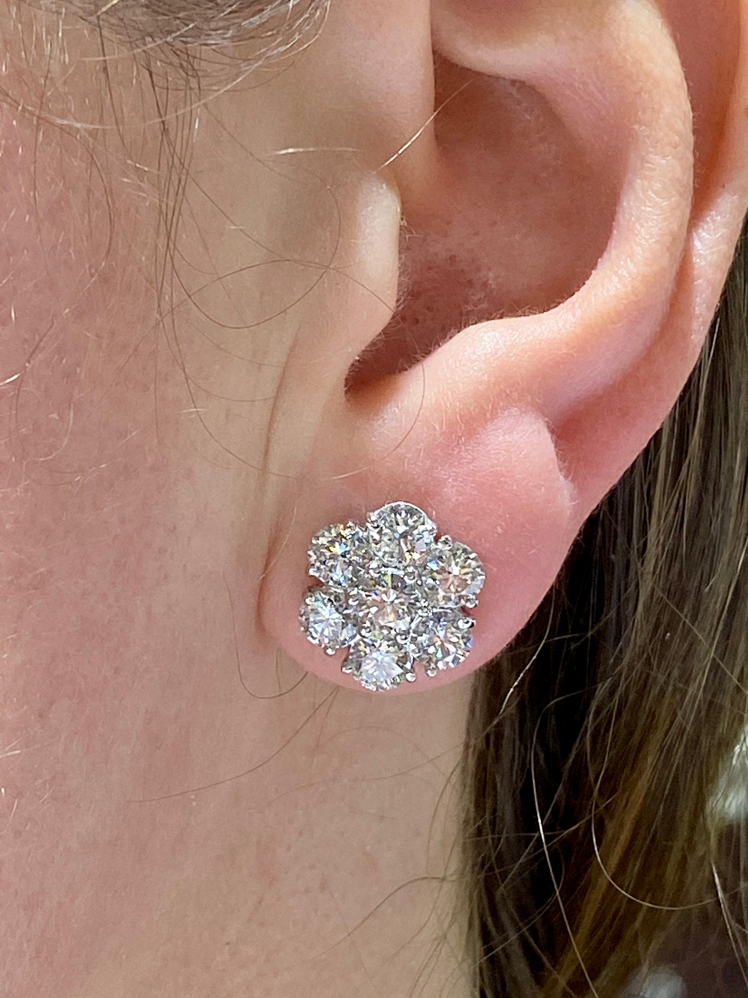 Diamond Cluster White Gold Stud Earrings 1