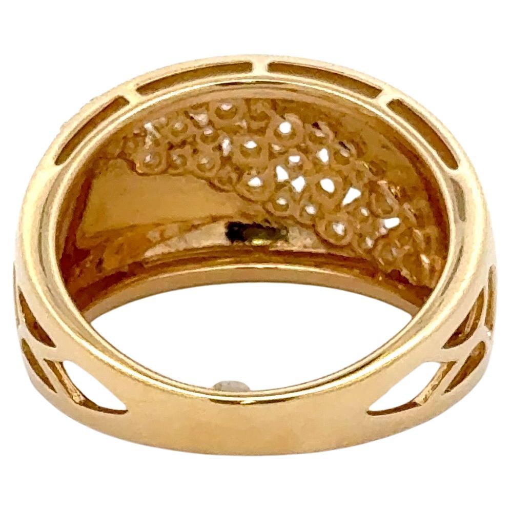 Anello a fascia larga con cluster di diamanti da 0,54 carati in oro giallo 14 carati da 5,6 grammi in vendita 1