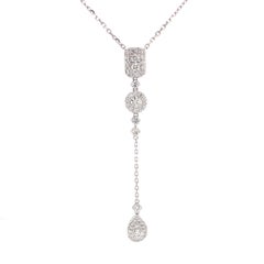 Diamond Cluster 'Y' 14K White Gold Necklace
