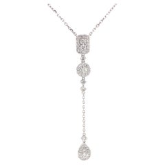 Diamond Cluster 'Y' 14K White Gold Necklace
