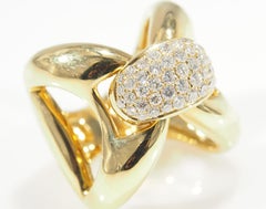 Diamond Cluter Ring Double Wrap Yellow Gold 18 Karat 0.93 Carat