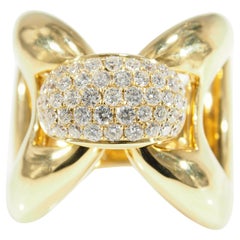 Diamond Cluter Ring Double Wrap Yellow Gold 18 Karat 0.93 Carat