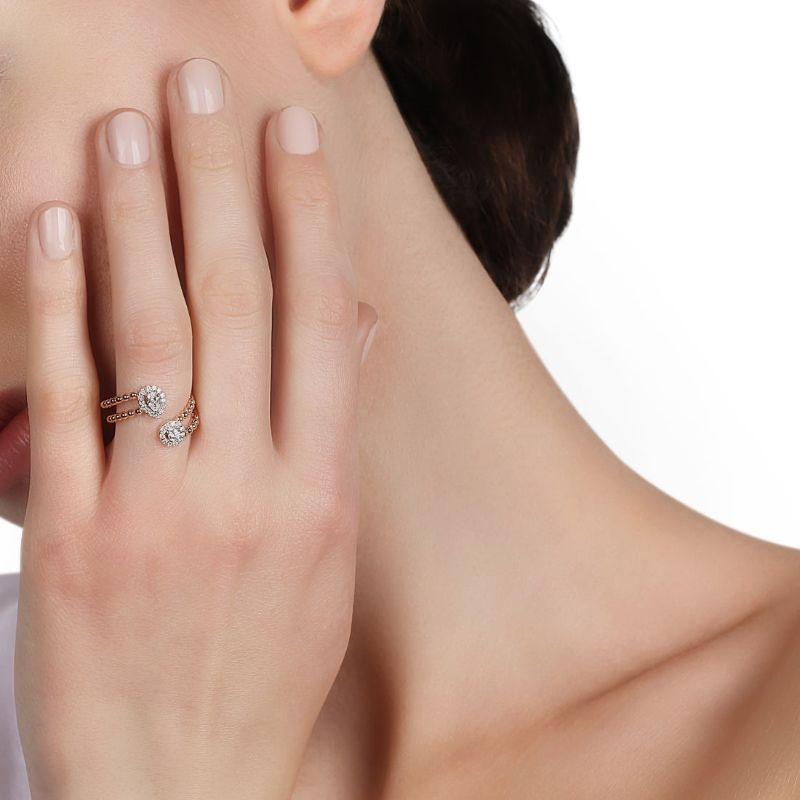 For Sale:  Diamond Cocktail Beaded Ring in 18K White Gold 2