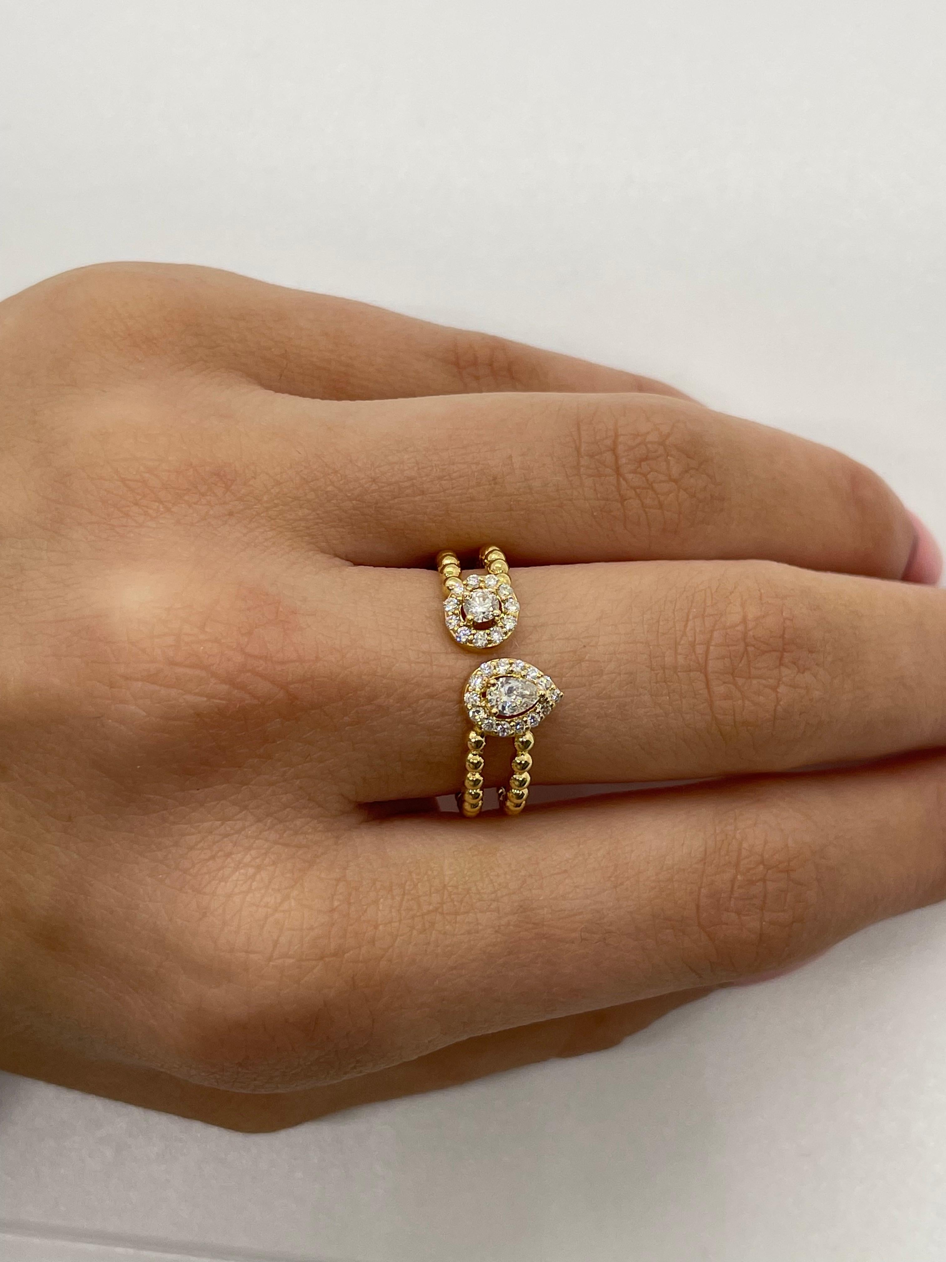 For Sale:  Diamond Cocktail Beaded Ring in 18K Yellow Gold 3