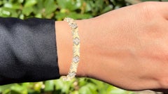 Bracciale Cocktail con diamanti in argento 925 placcato oro giallo 14 carati, 9 pollici