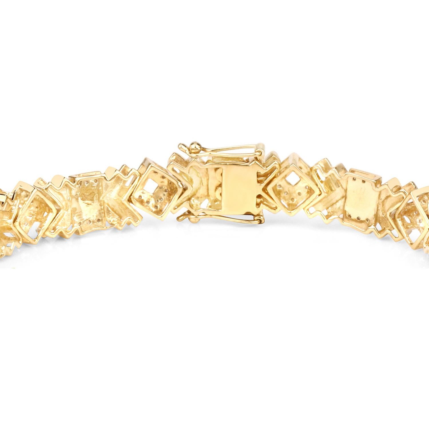 Diamond Cocktail Bracelet 14K Yellow Gold Plated Sterling Silver 9 Inches In Excellent Condition For Sale In Laguna Niguel, CA
