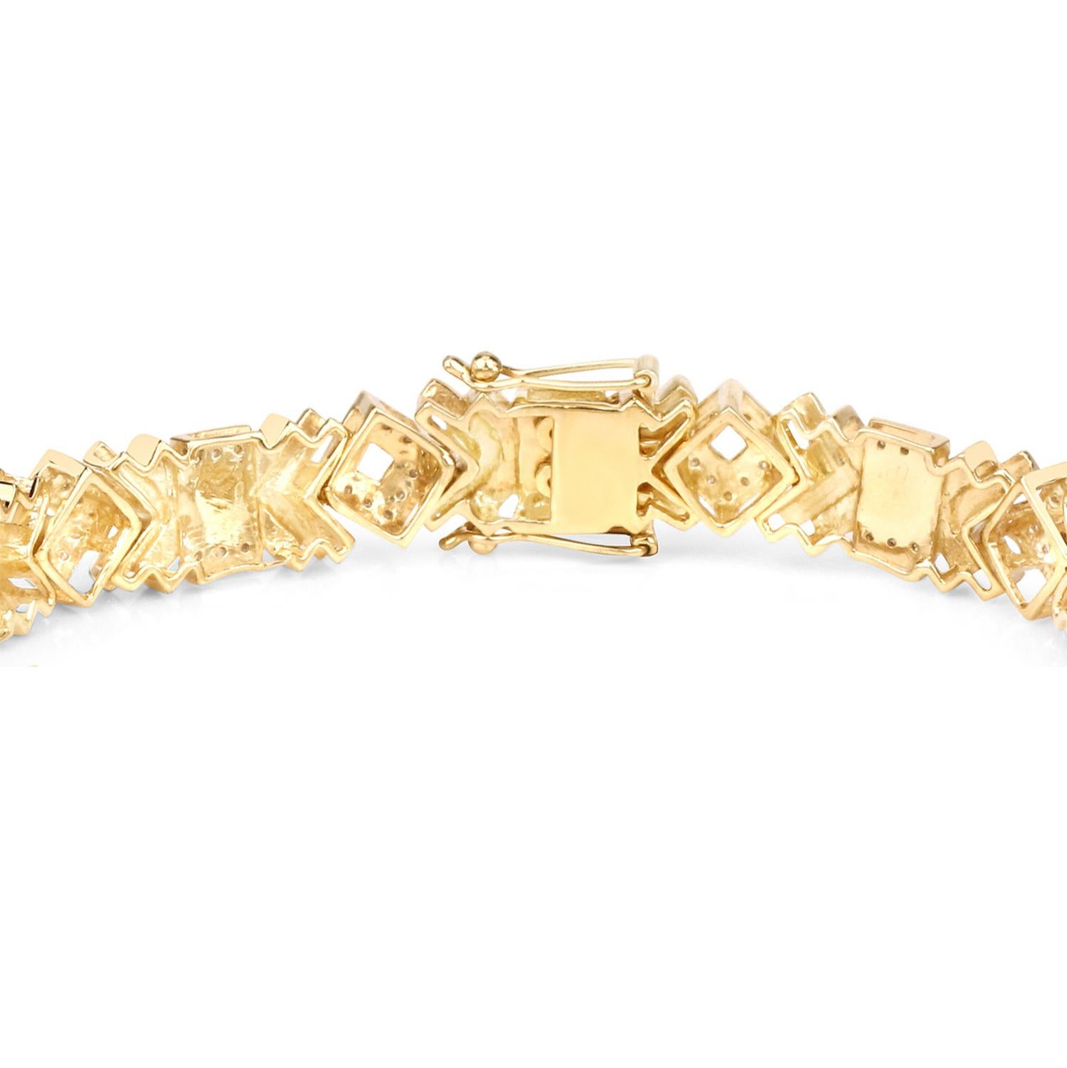 Diamond Cocktail Bracelet 14K Yellow Gold Plated Sterling Silver 9 Inches In Excellent Condition For Sale In Aliso Viejo, CA