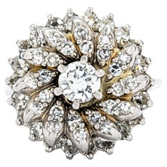 Diamond Cocktail/Cluster Spiral Ring In White Gold