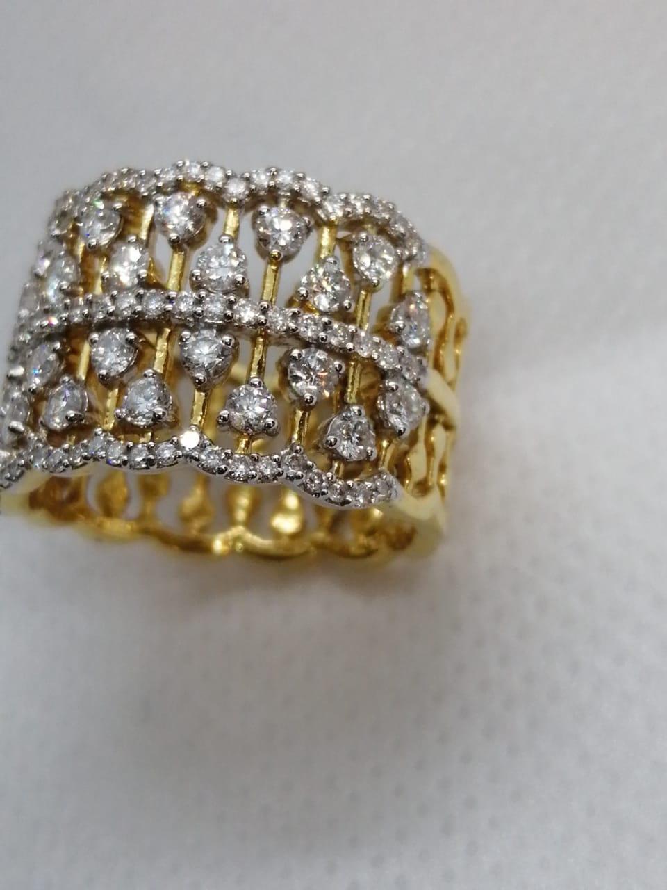 Diamond Cocktail Fashion Ring Set in 18 Karat Yellow Gold 'VS/G Diamonds' For Sale 1