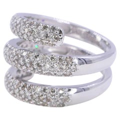 Diamond Cocktail Pave Spiral Snake Cocktail Twist Wave 18 Karat White Gold Ring