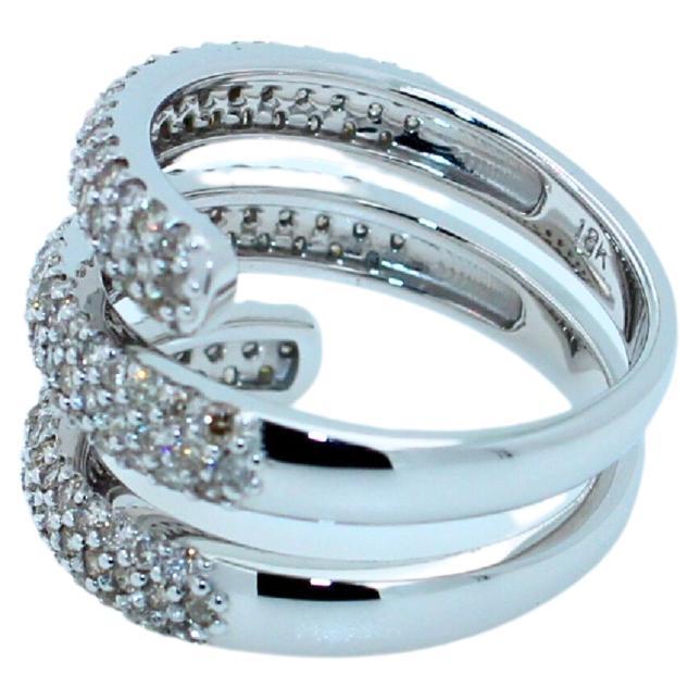 Diamant-Cocktailring aus 18 Karat Weißgold mit Spiralschlangen-Cocktail-Twist- Wave (Brillantschliff) im Angebot