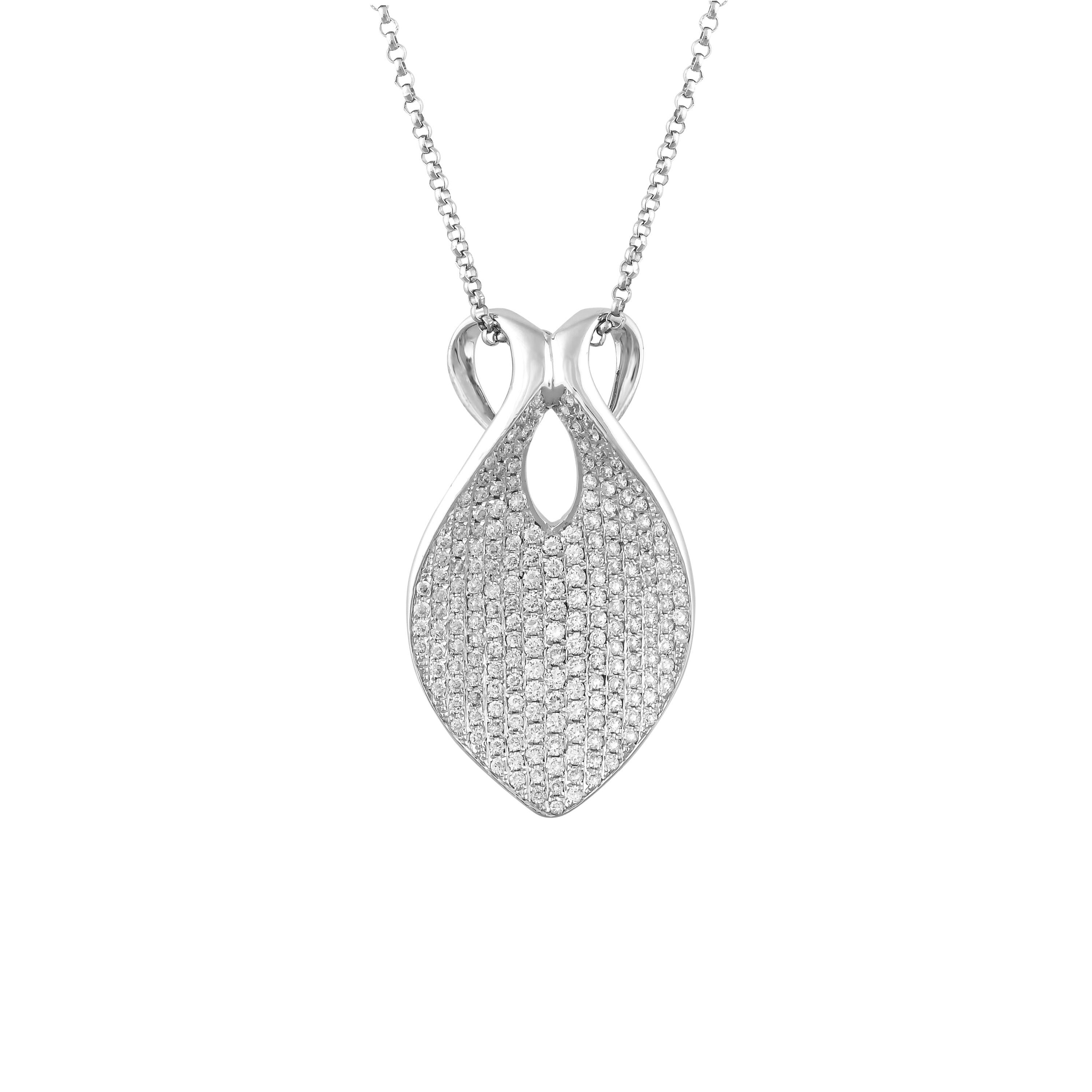 Contemporary Diamond Cocktail Pendant in 14 Karat White Gold For Sale