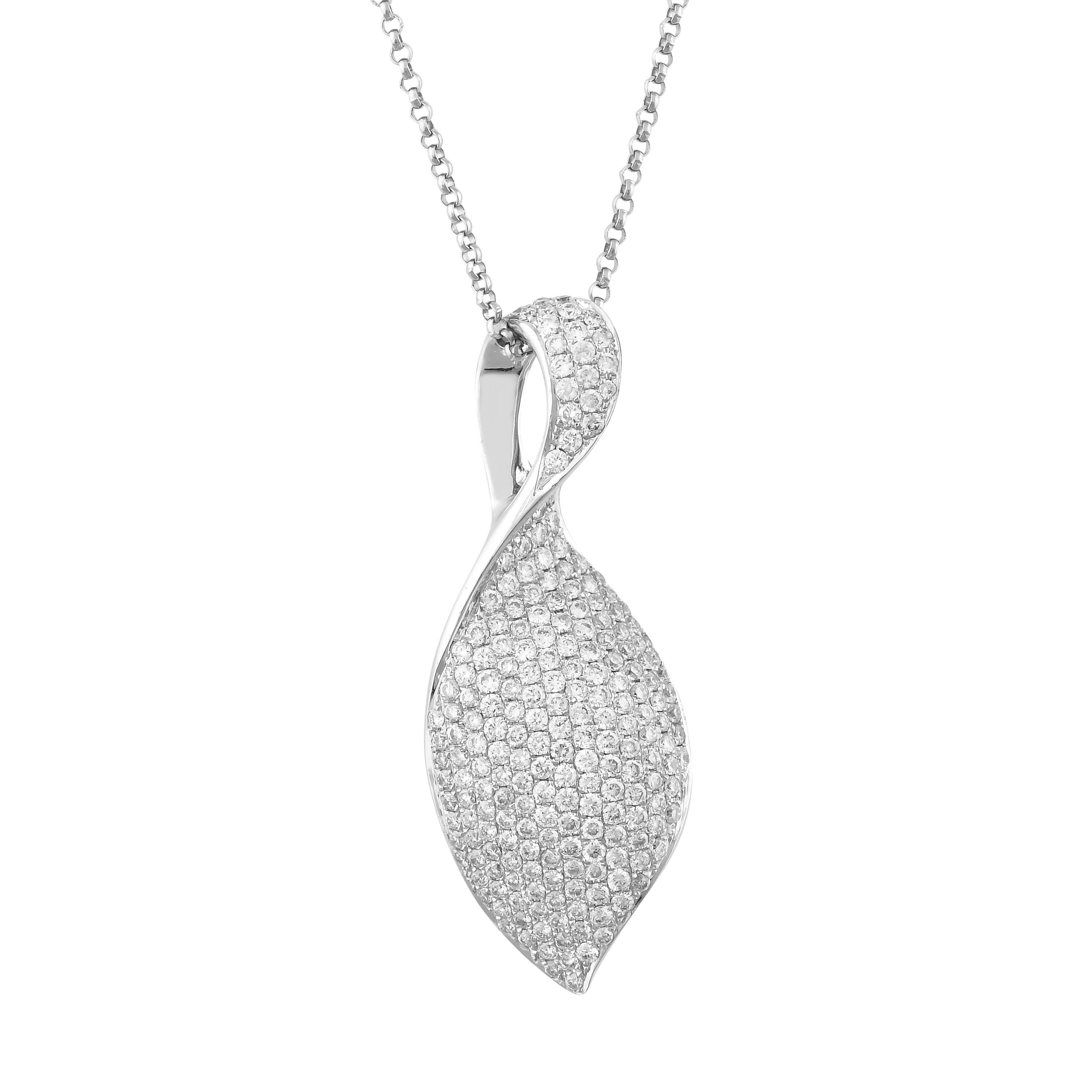 Contemporary Diamond Cocktail Pendant in 14 Karat White Gold For Sale