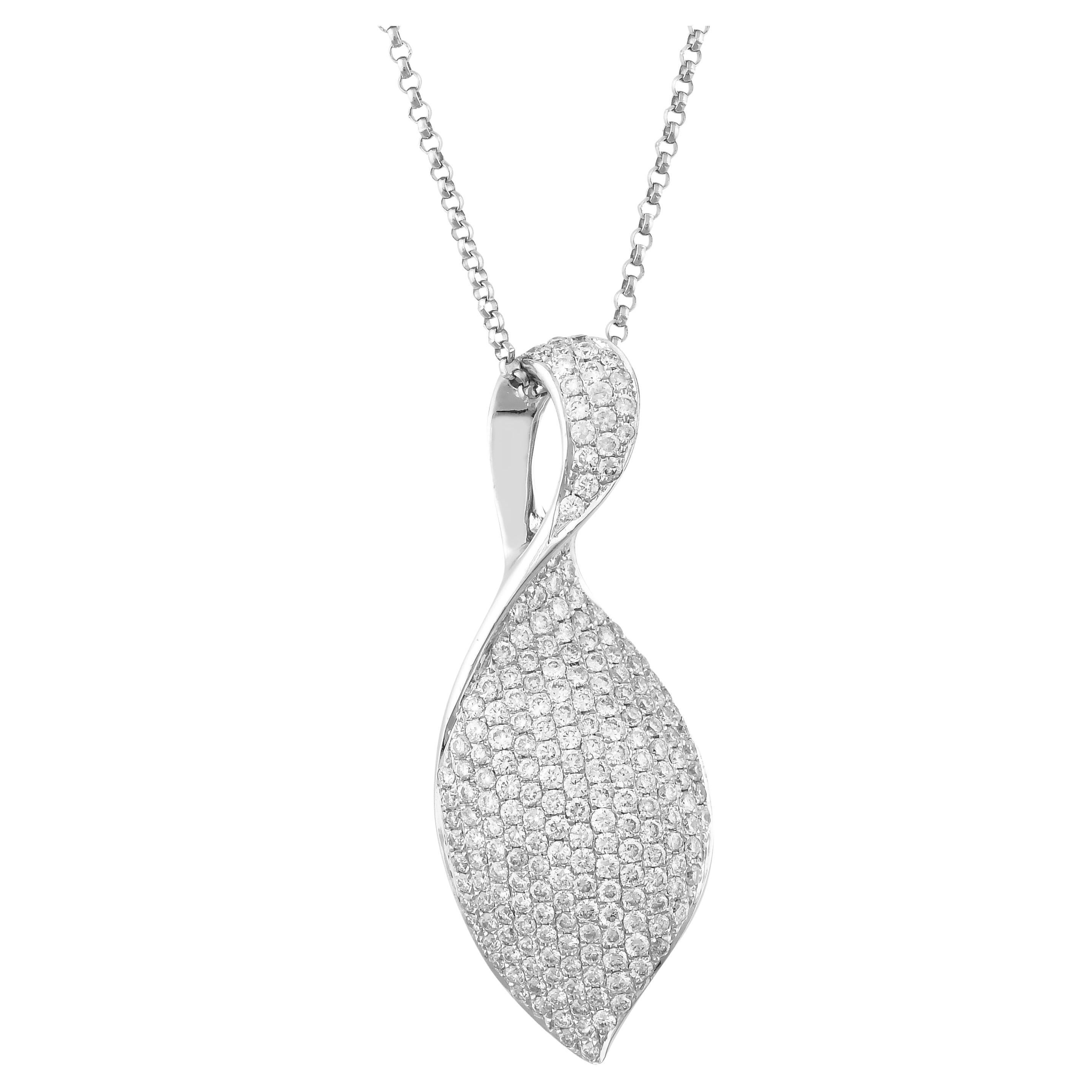 Diamond Cocktail Pendant in 14 Karat White Gold For Sale