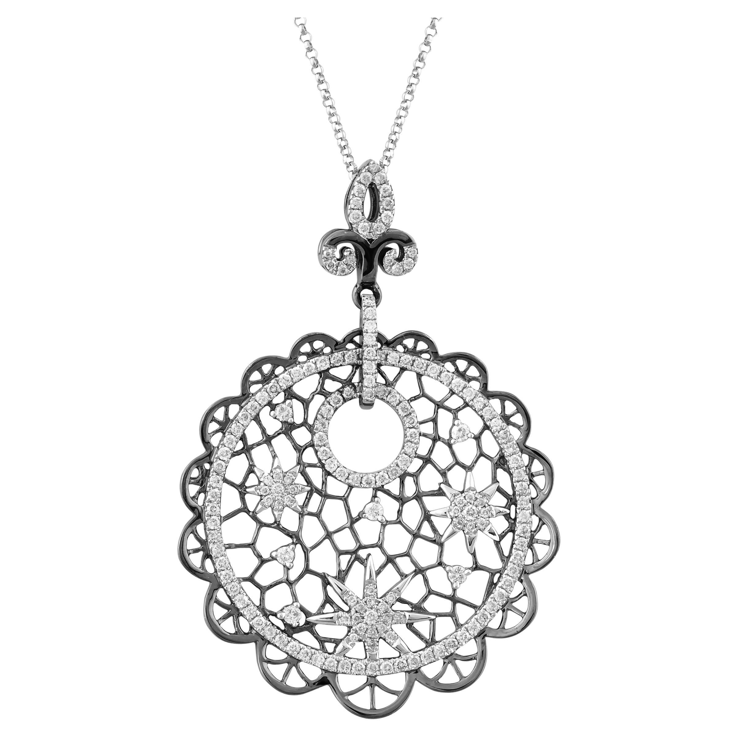 Pendentif cocktail en or noir 18 carats et diamants