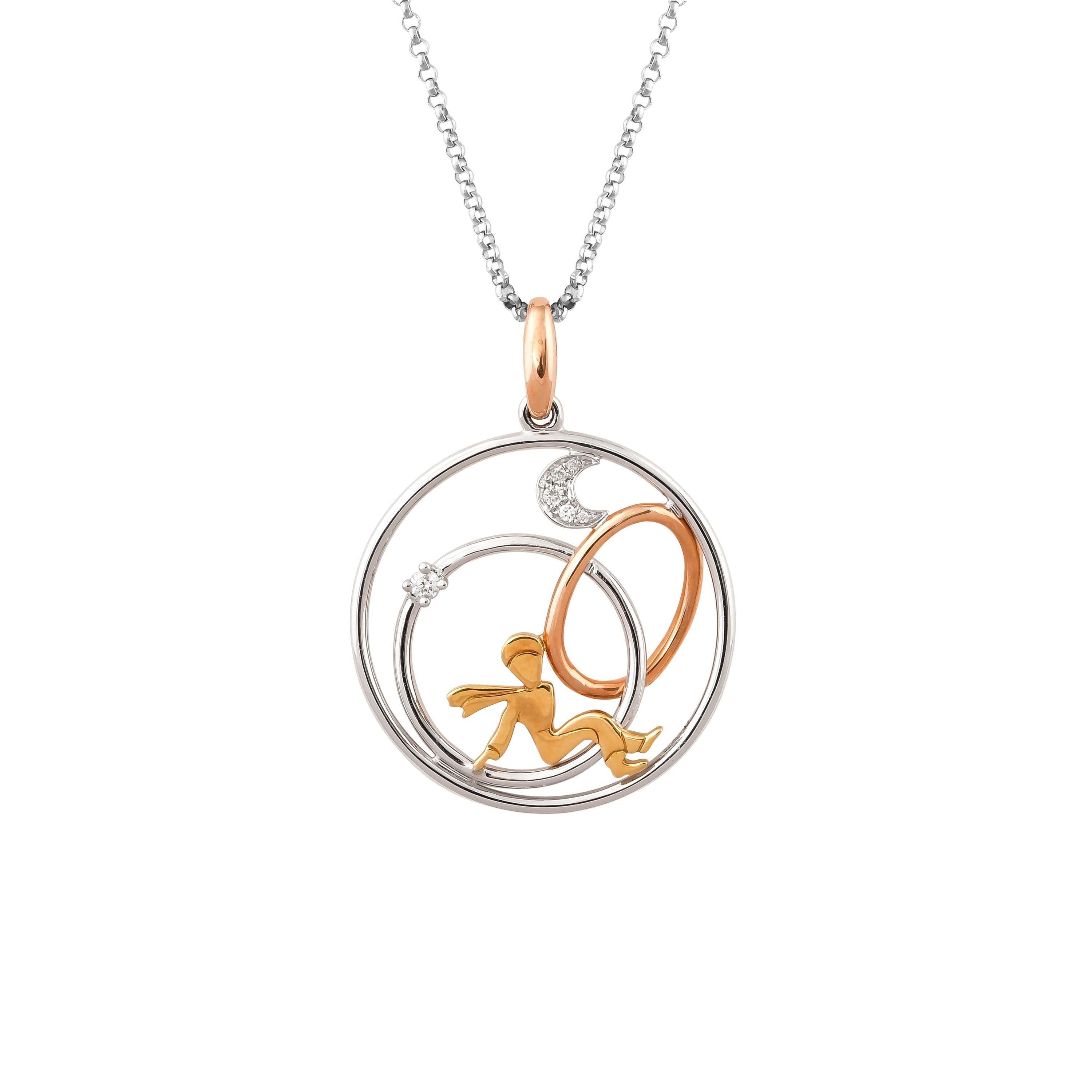 Contemporary Diamond Cocktail Pendant in 18 Karat White, Yellow, Rose Gold For Sale