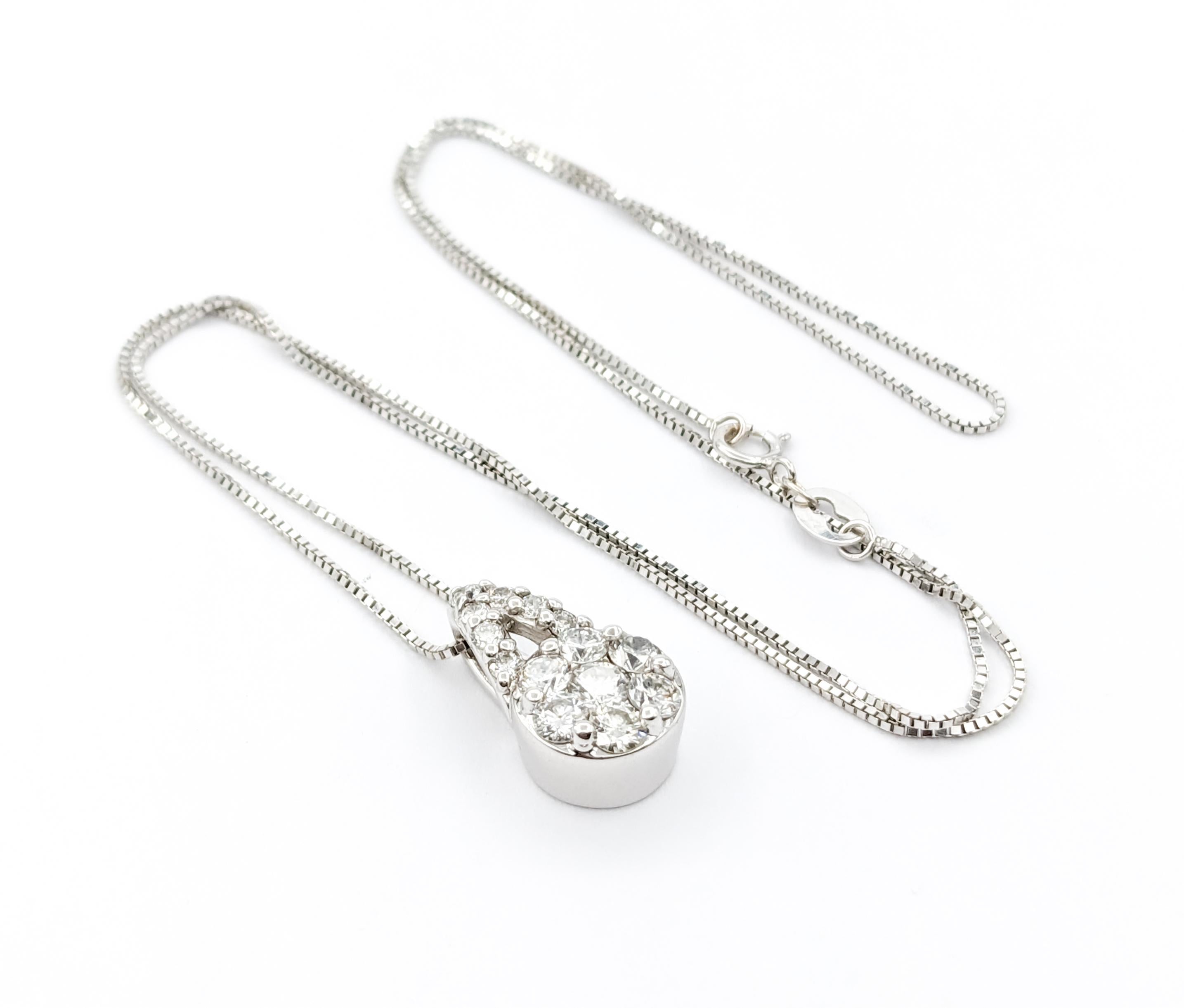 Contemporary Diamond Cocktail Pendant In White Gold For Sale