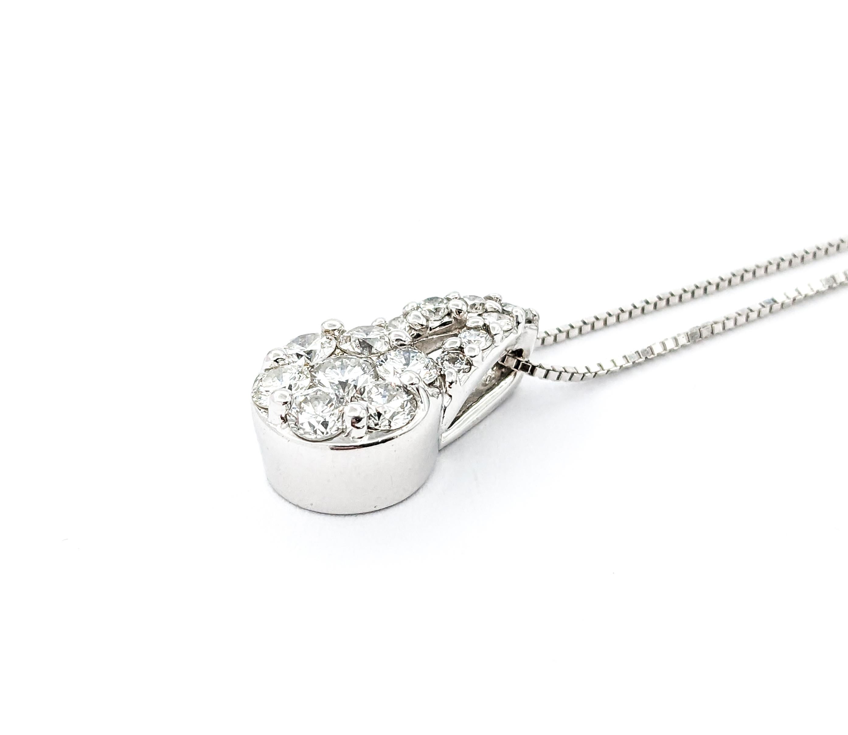 Diamond Cocktail Pendant In White Gold In Excellent Condition For Sale In Bloomington, MN