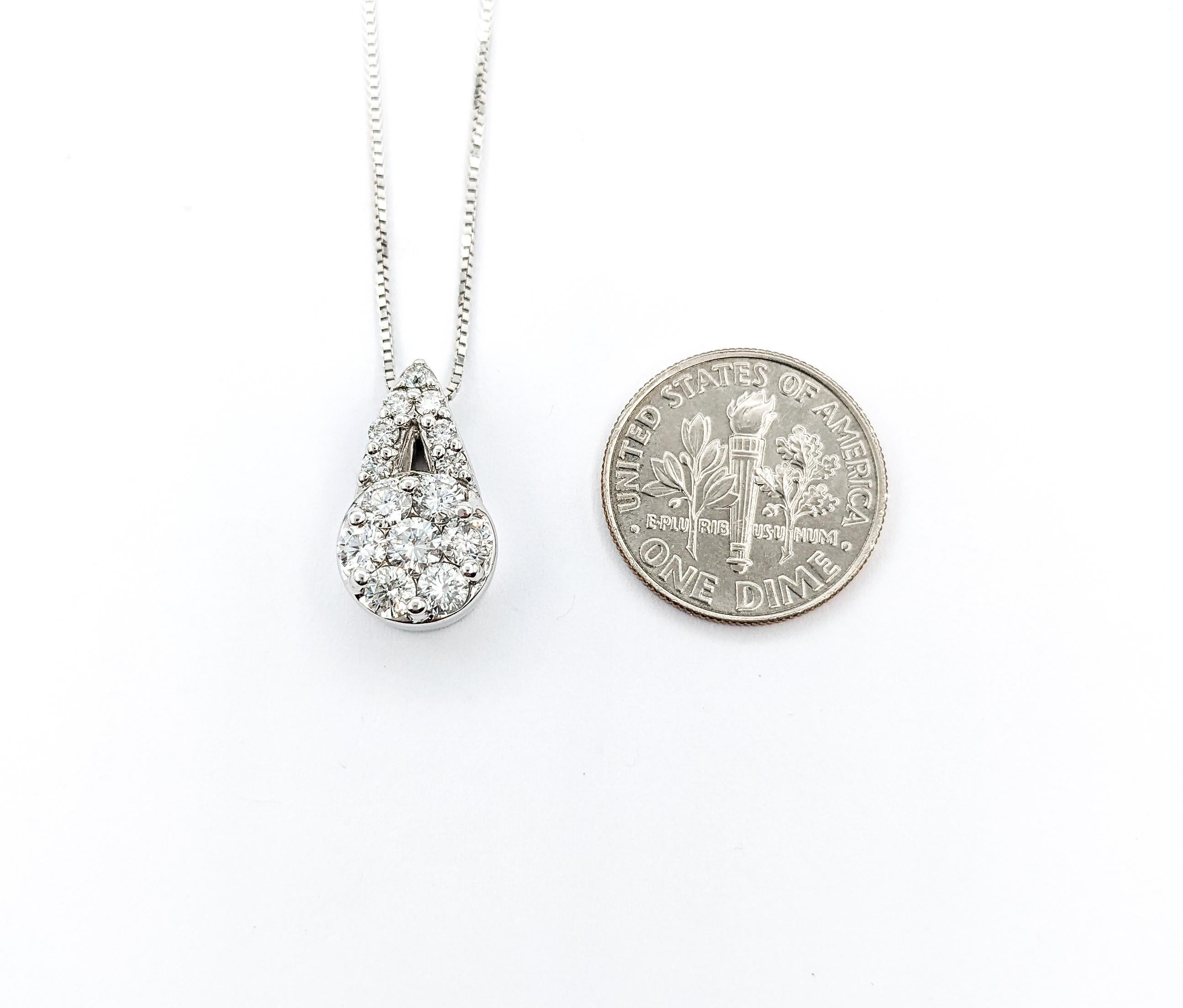 Women's Diamond Cocktail Pendant In White Gold For Sale