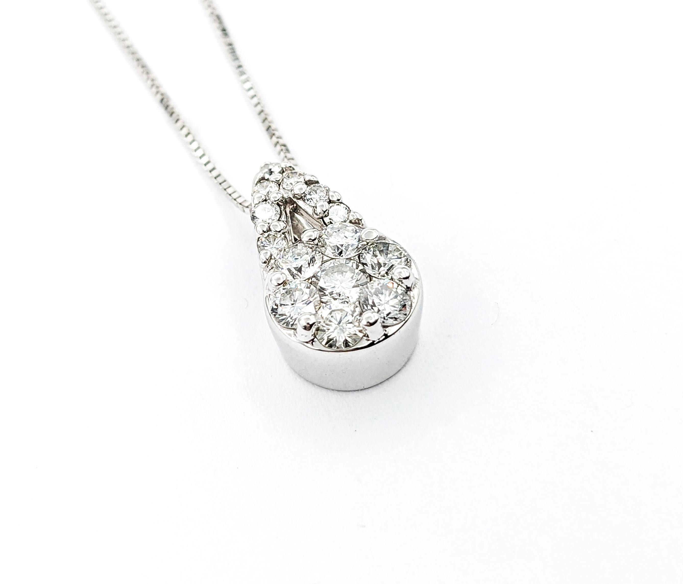 Diamond Cocktail Pendant In White Gold For Sale 1