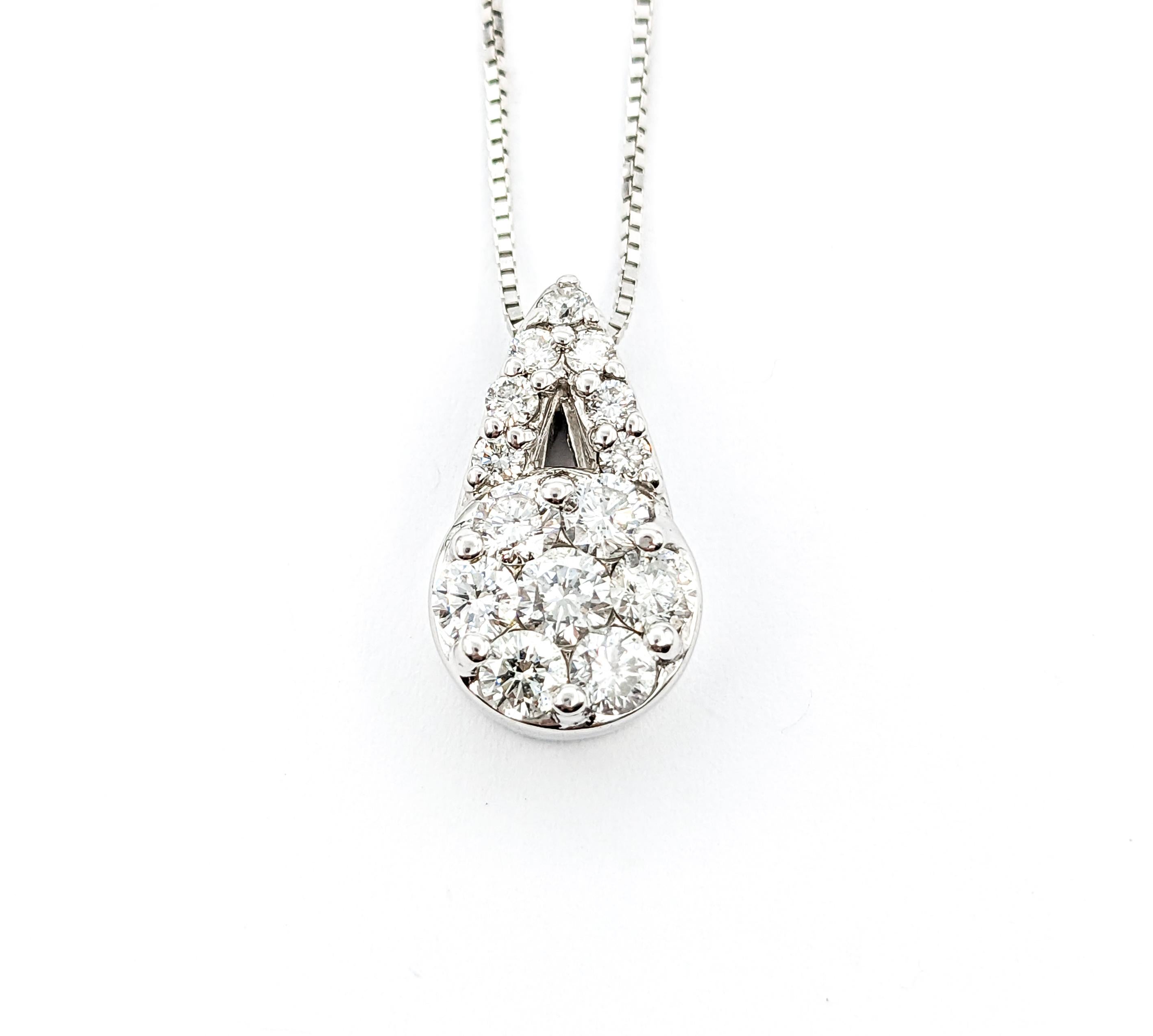 Diamond Cocktail Pendant In White Gold For Sale 2