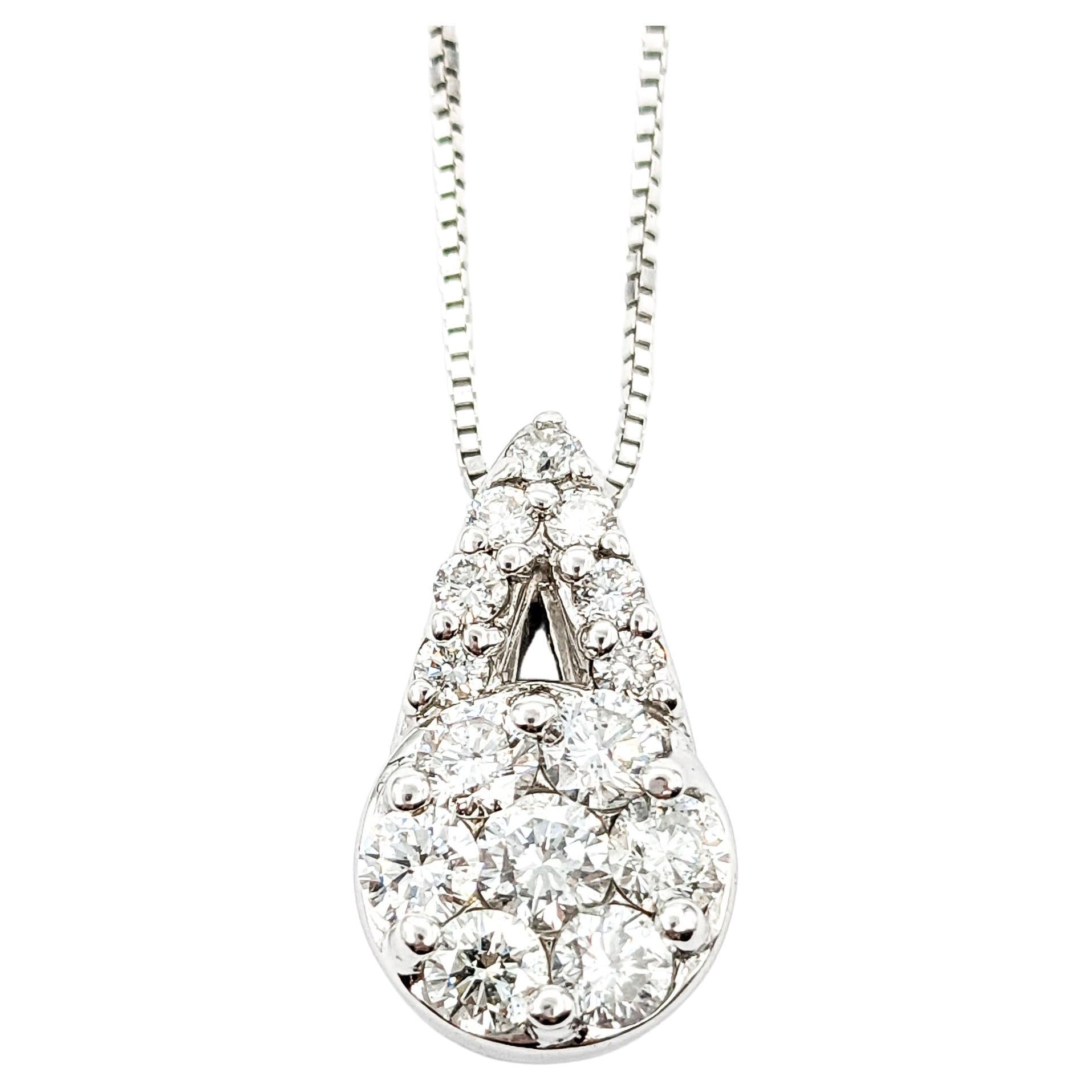 Diamond Cocktail Pendant In White Gold For Sale