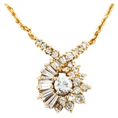 Vintage Diamond Cocktail Pendant In Yellow Gold