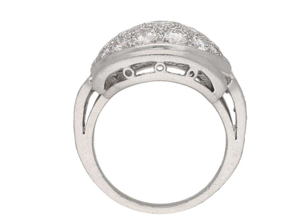 Round Cut Diamond Cocktail Ring, American, circa 1950 For Sale