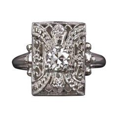 Diamond Cocktail Ring Art Decò Old European Cut GIA Certified F VS1 Set 14k Whit