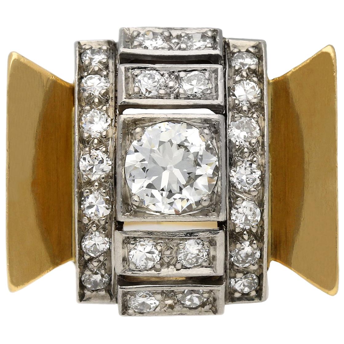 Diamond Cocktail Ring, circa 1940 For Sale