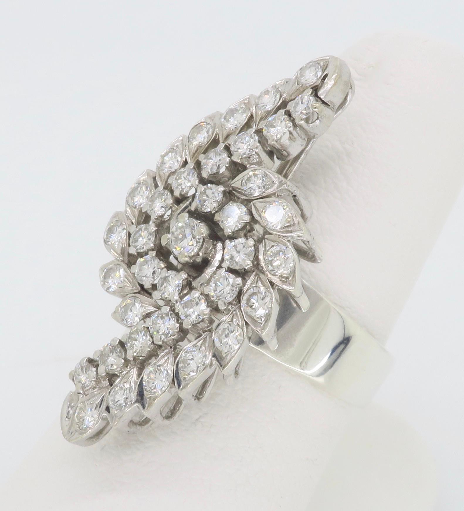 Diamond Cocktail Ring Crafted in 90% Silver In Excellent Condition For Sale In Webster, NY