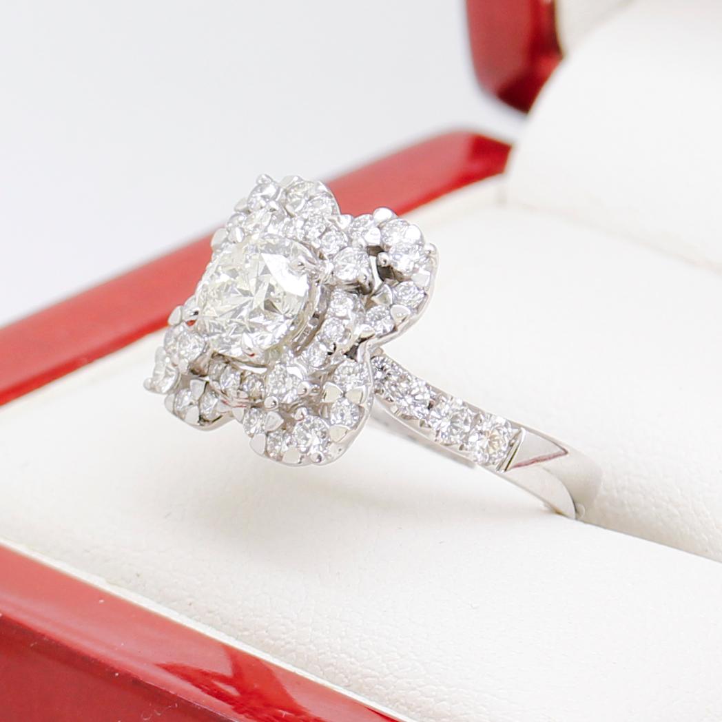 Diamond Cocktail Ring, Estate Age with 45 Brilliant Cut Diamonds For Sale 3