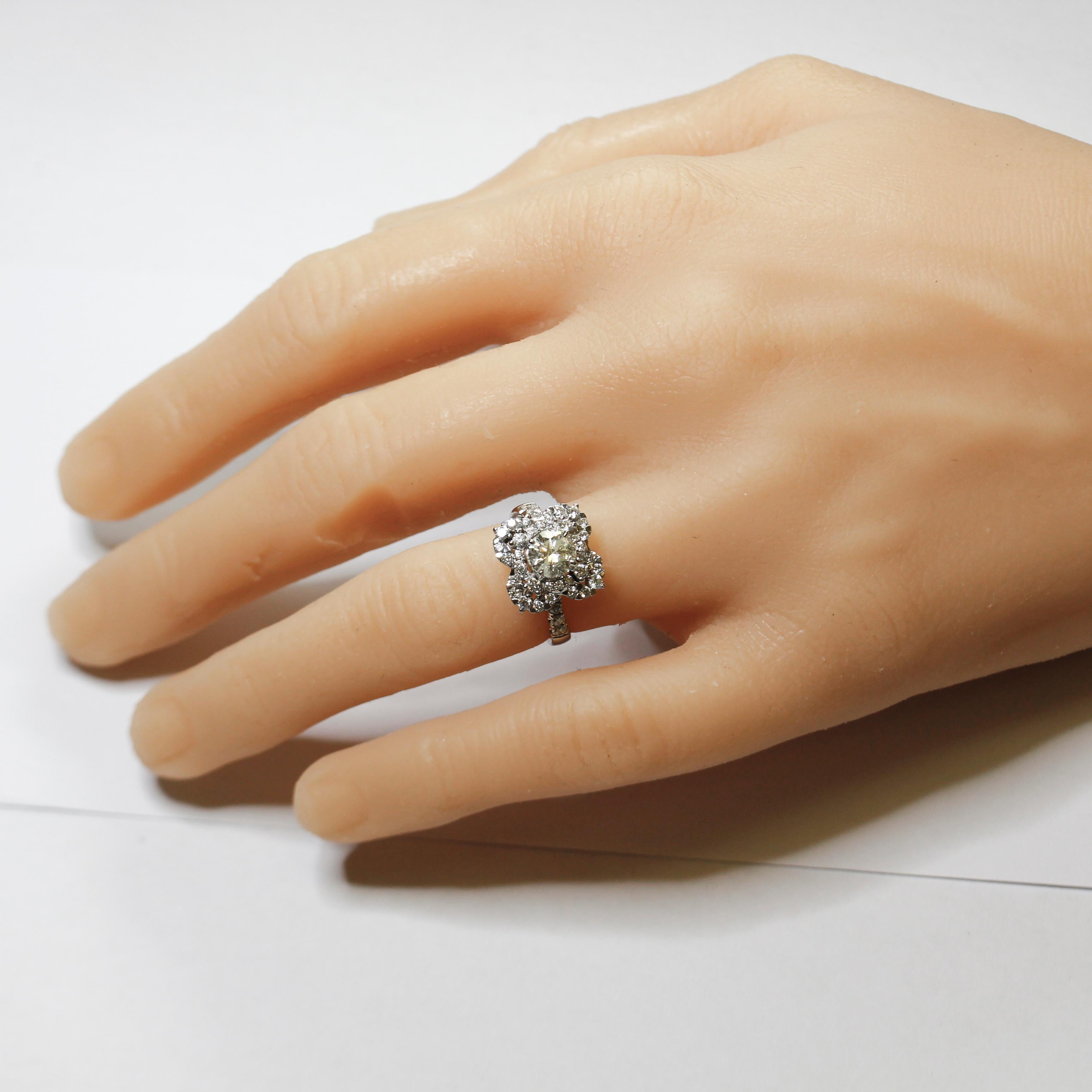 Diamond Cocktail Ring, Estate Age with 45 Brilliant Cut Diamonds For Sale 5