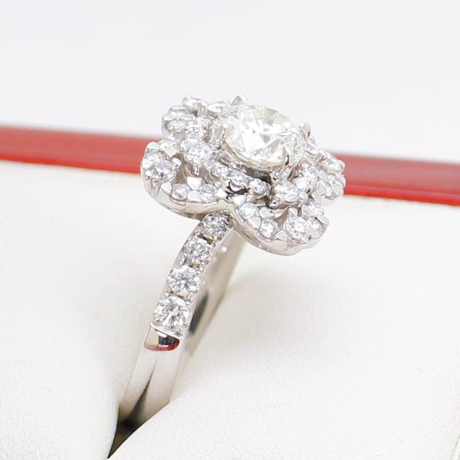 Diamond Cocktail Ring, Estate Age with 45 Brilliant Cut Diamonds In Good Condition For Sale In BALMAIN, NSW
