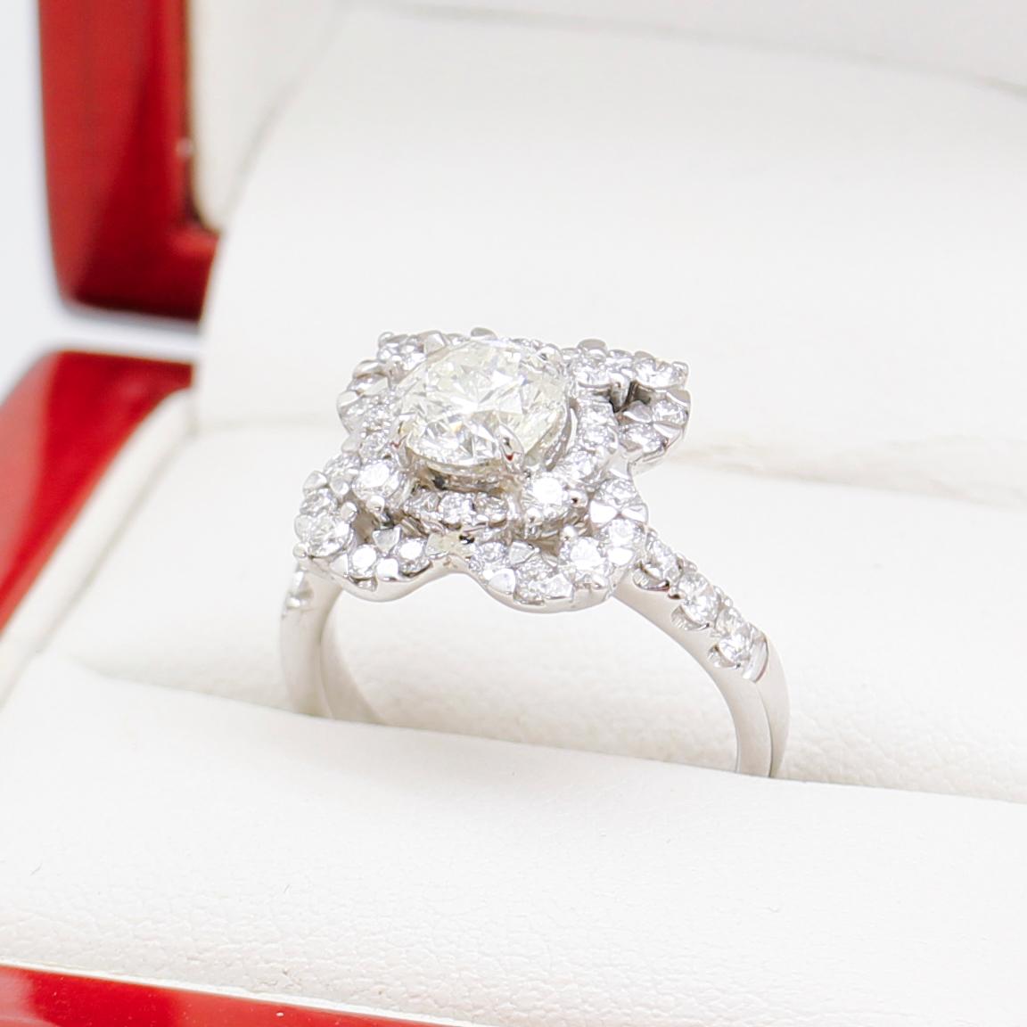 Women's Diamond Cocktail Ring, Estate Age with 45 Brilliant Cut Diamonds For Sale