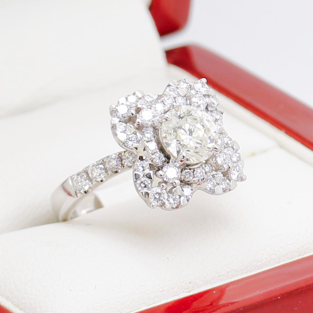 Diamond Cocktail Ring, Estate Age with 45 Brilliant Cut Diamonds For Sale 2