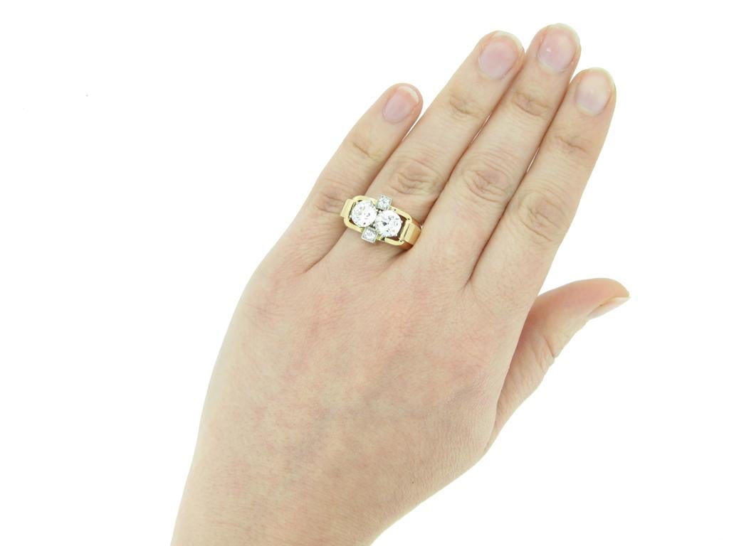 Old European Cut Diamond cocktail ring, French, circa 1940. For Sale