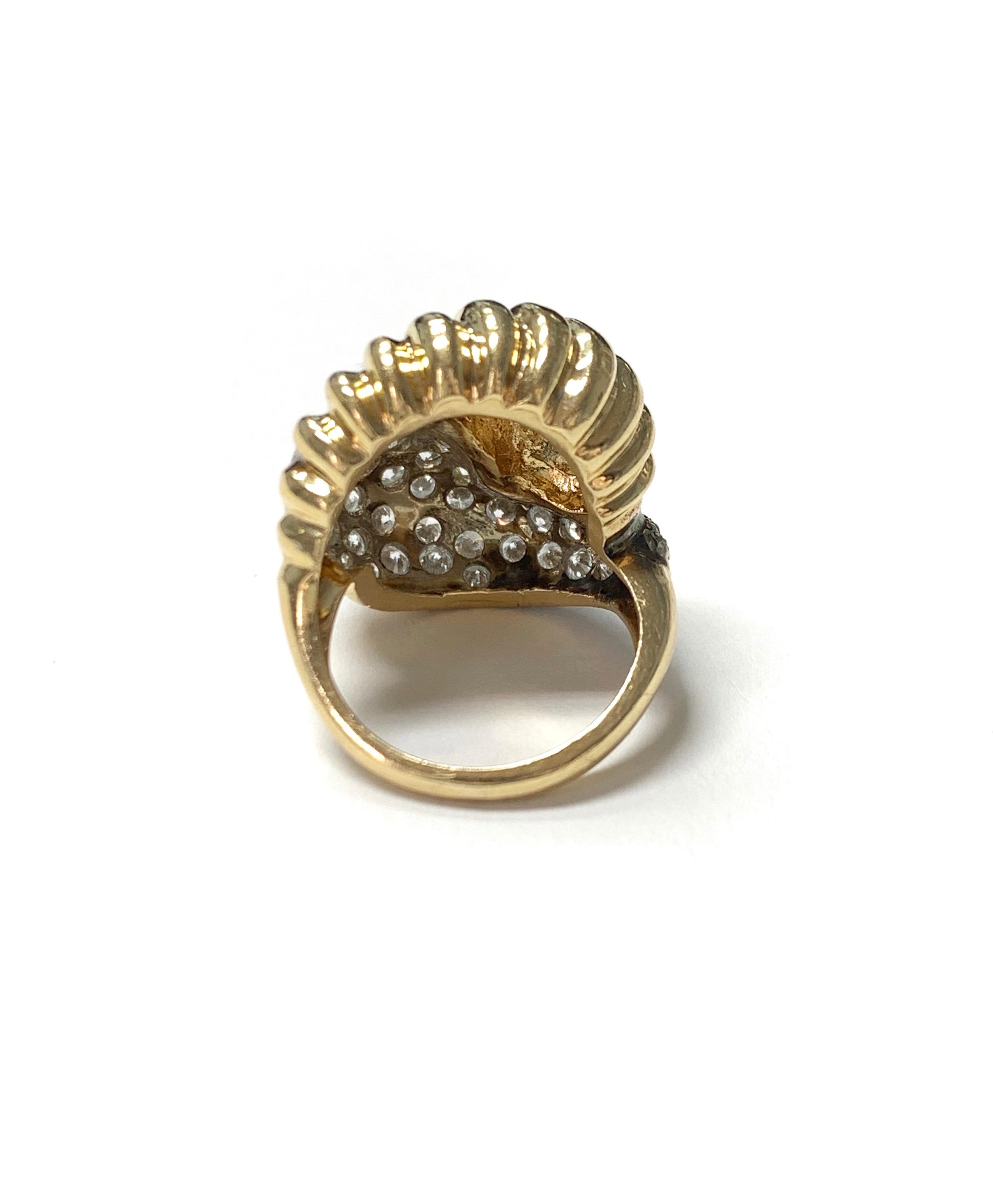 Round Cut Diamond Cocktail Ring in 14K Yellow Gold For Sale