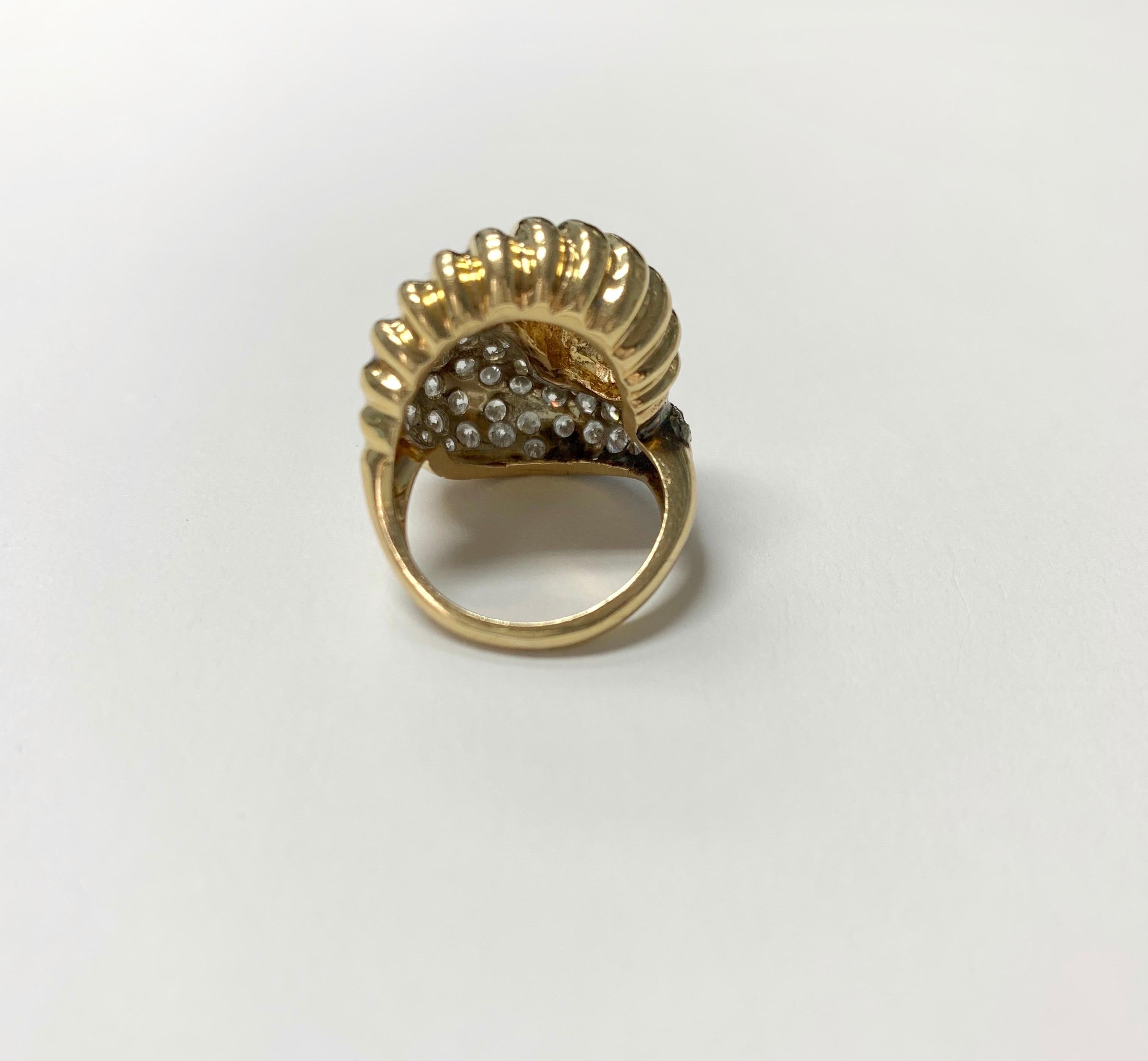 Women's Diamond Cocktail Ring in 14K Yellow Gold For Sale