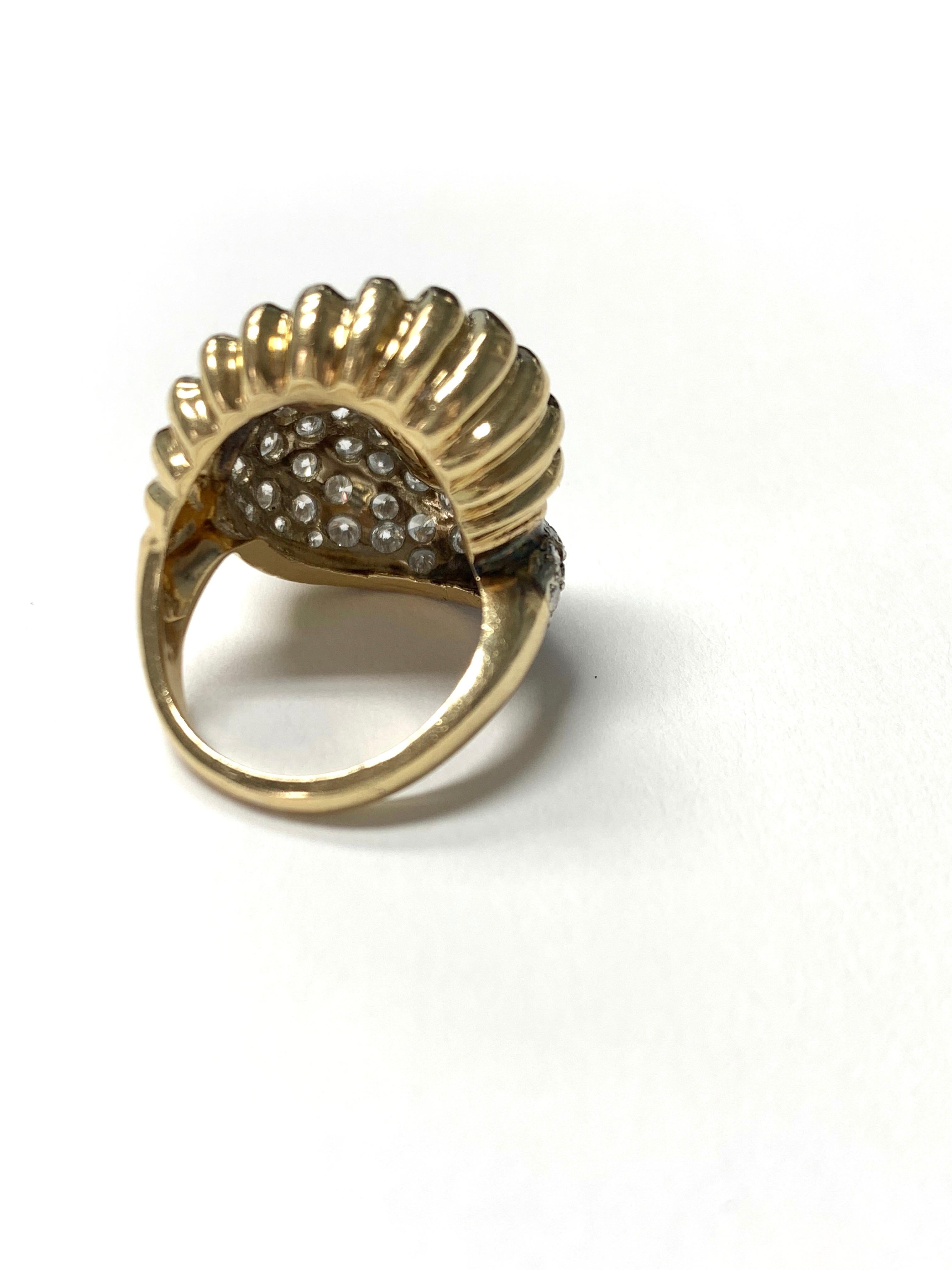 Diamond Cocktail Ring in 14K Yellow Gold For Sale 1