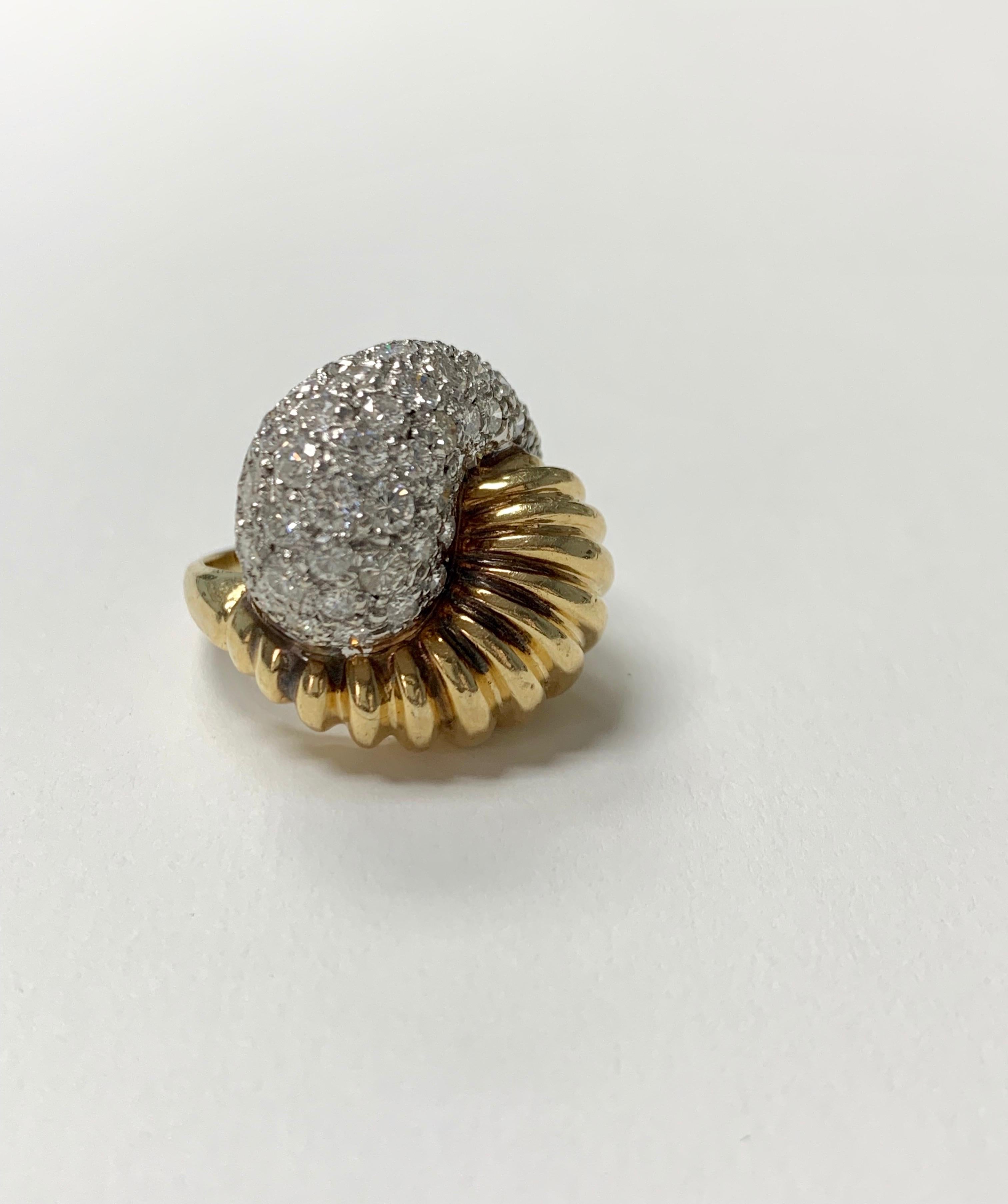 Diamond Cocktail Ring in 14K Yellow Gold For Sale 2