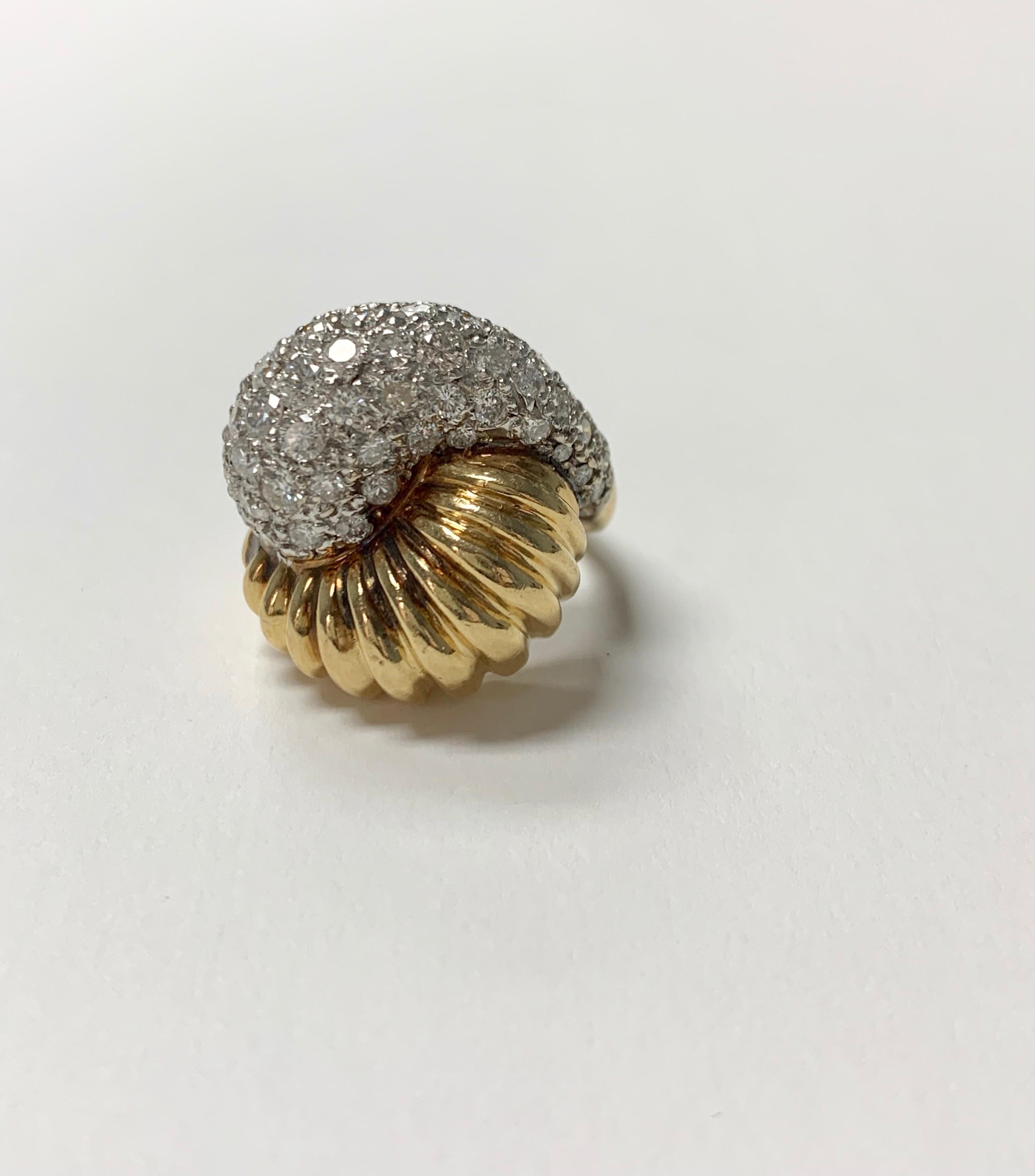 Diamond Cocktail Ring in 14K Yellow Gold For Sale 3