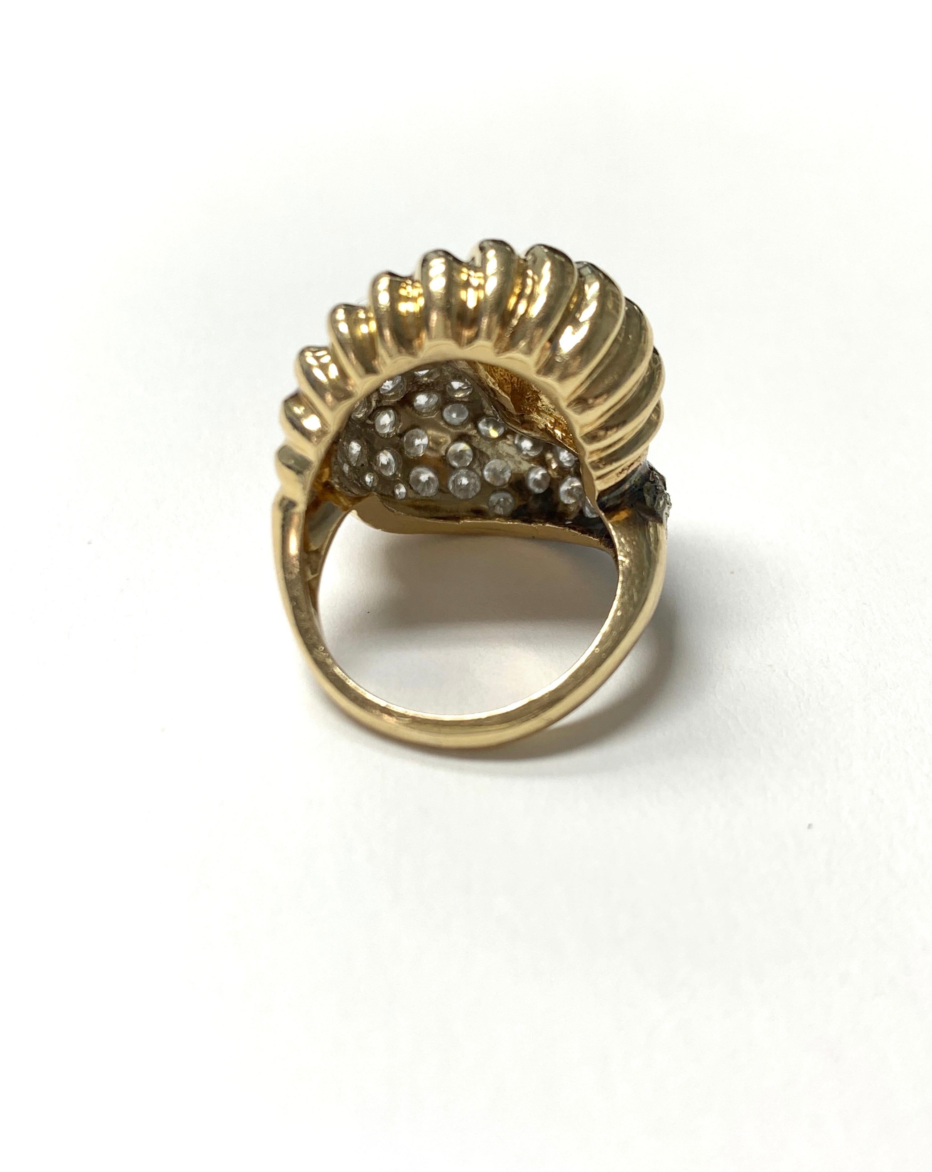 Diamond Cocktail Ring in 14K Yellow Gold For Sale 4