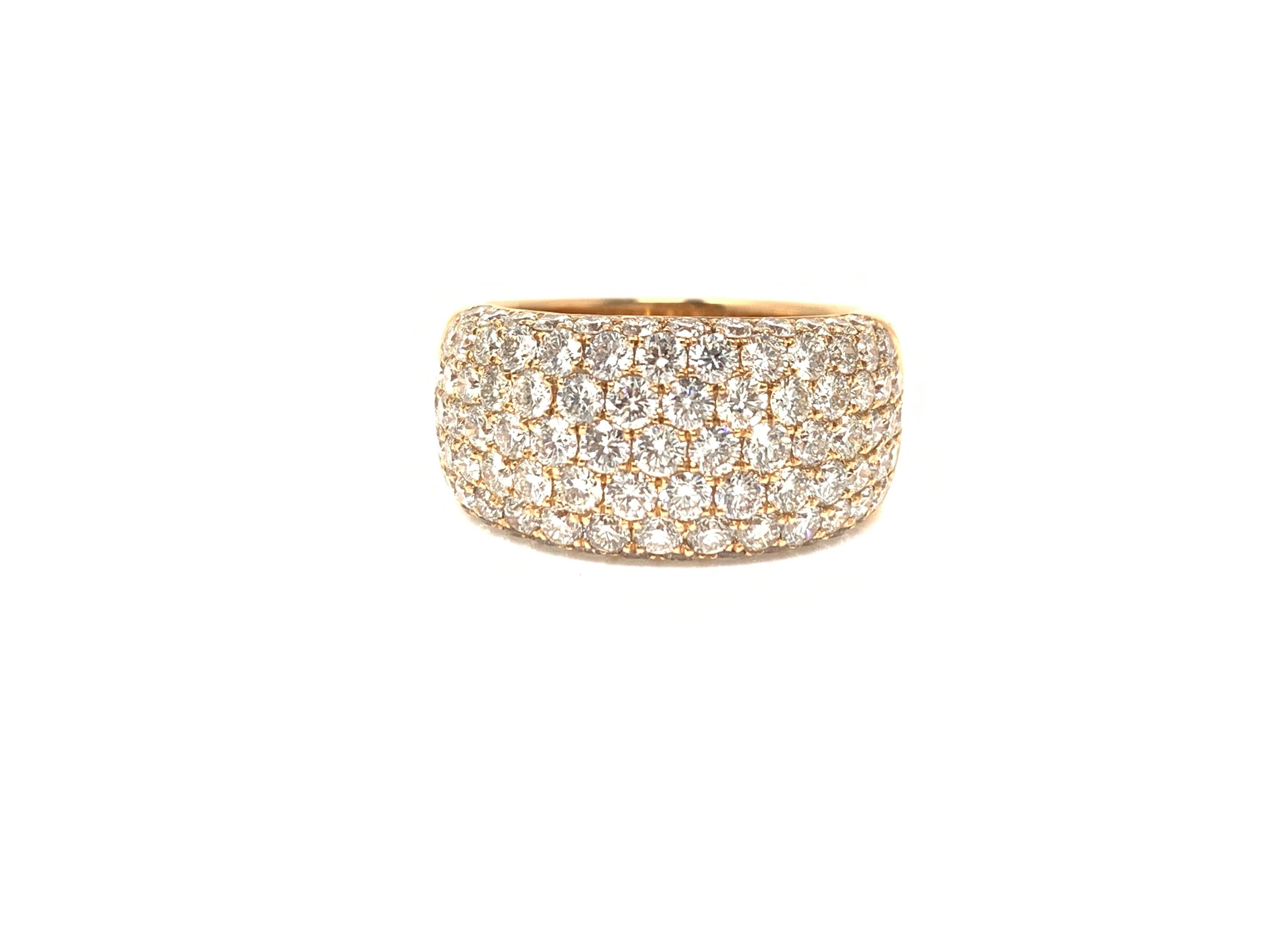 Taille ronde Bague cocktail en or rose 18 carats et diamants en vente