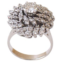 Diamond Cocktail Ring in 18K white gold - Circa 1970