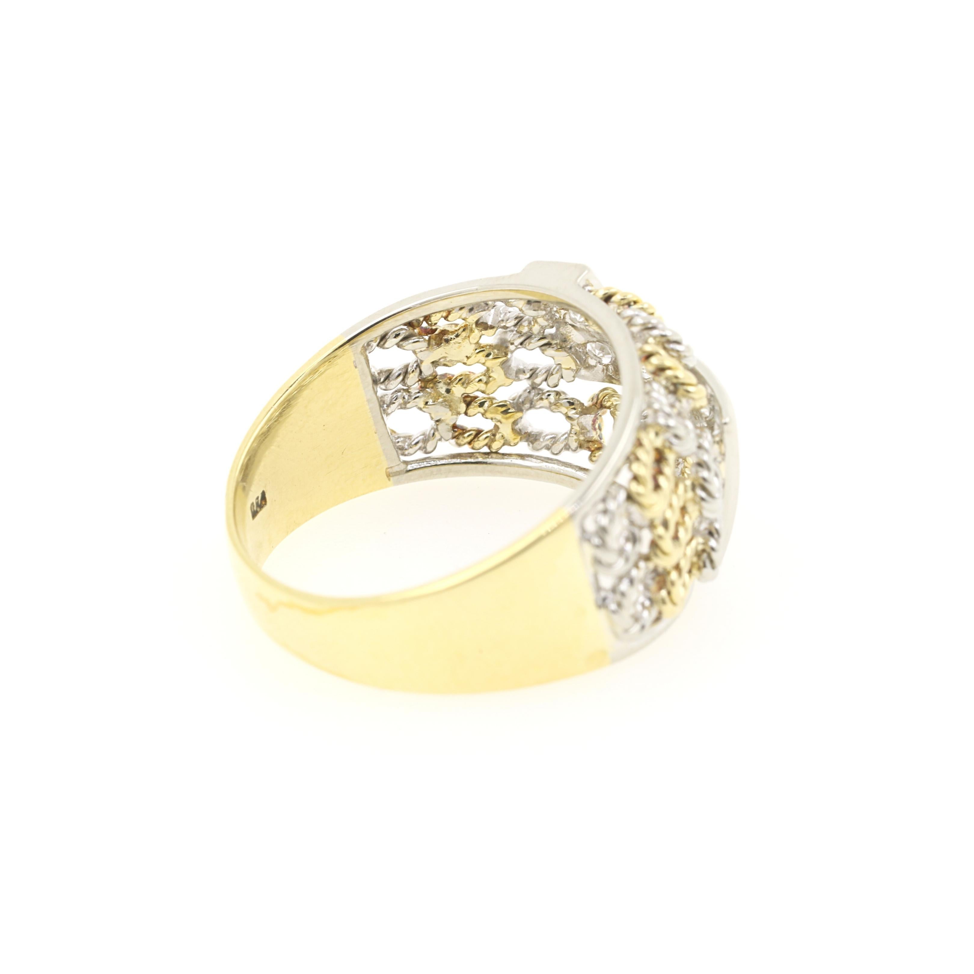 Modern 0.20 Carat Diamonds Band Ring on 18 Karat Yellow and White Gold