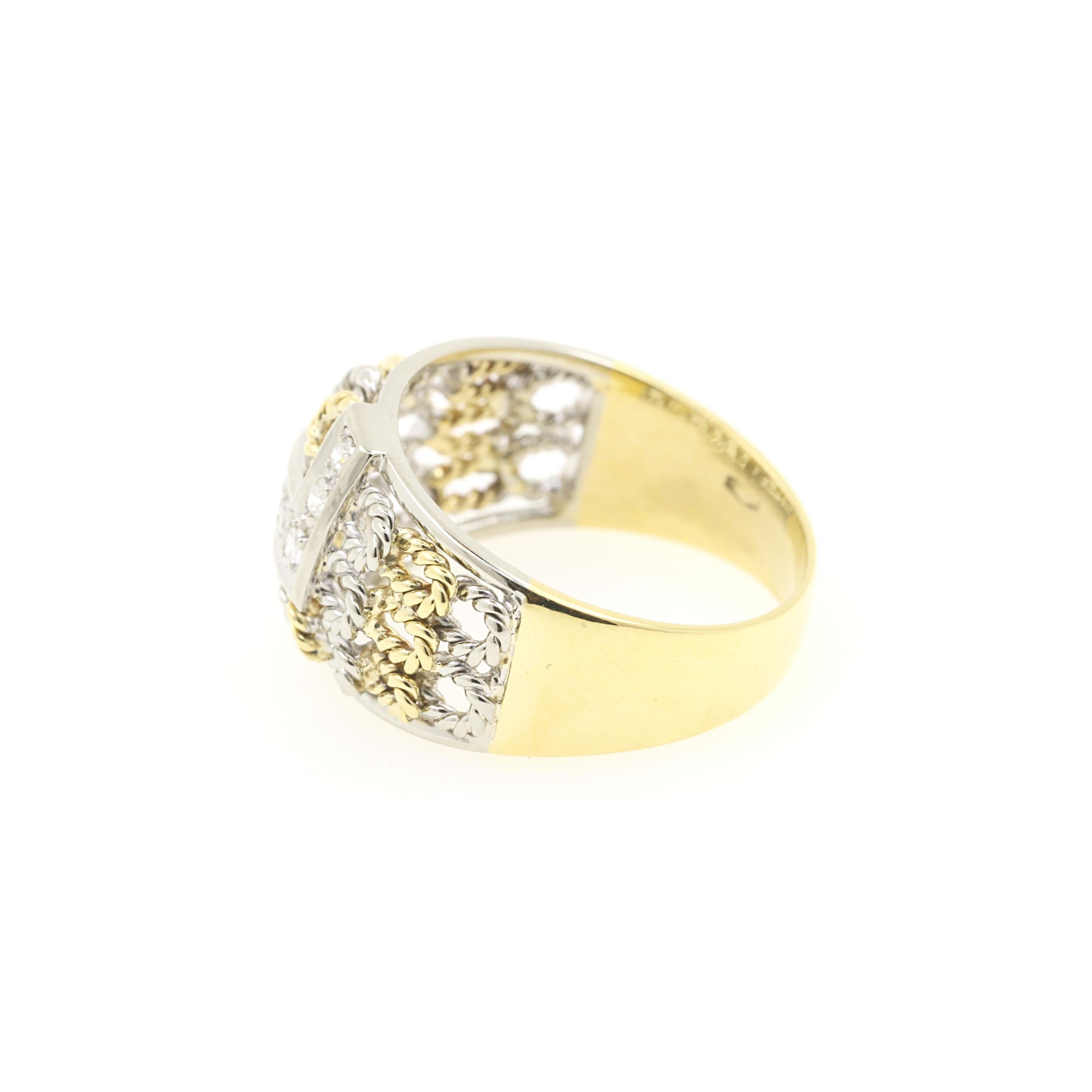 0.20 Carat Diamonds Band Ring on 18 Karat Yellow and White Gold In Good Condition In Crema, Cremona