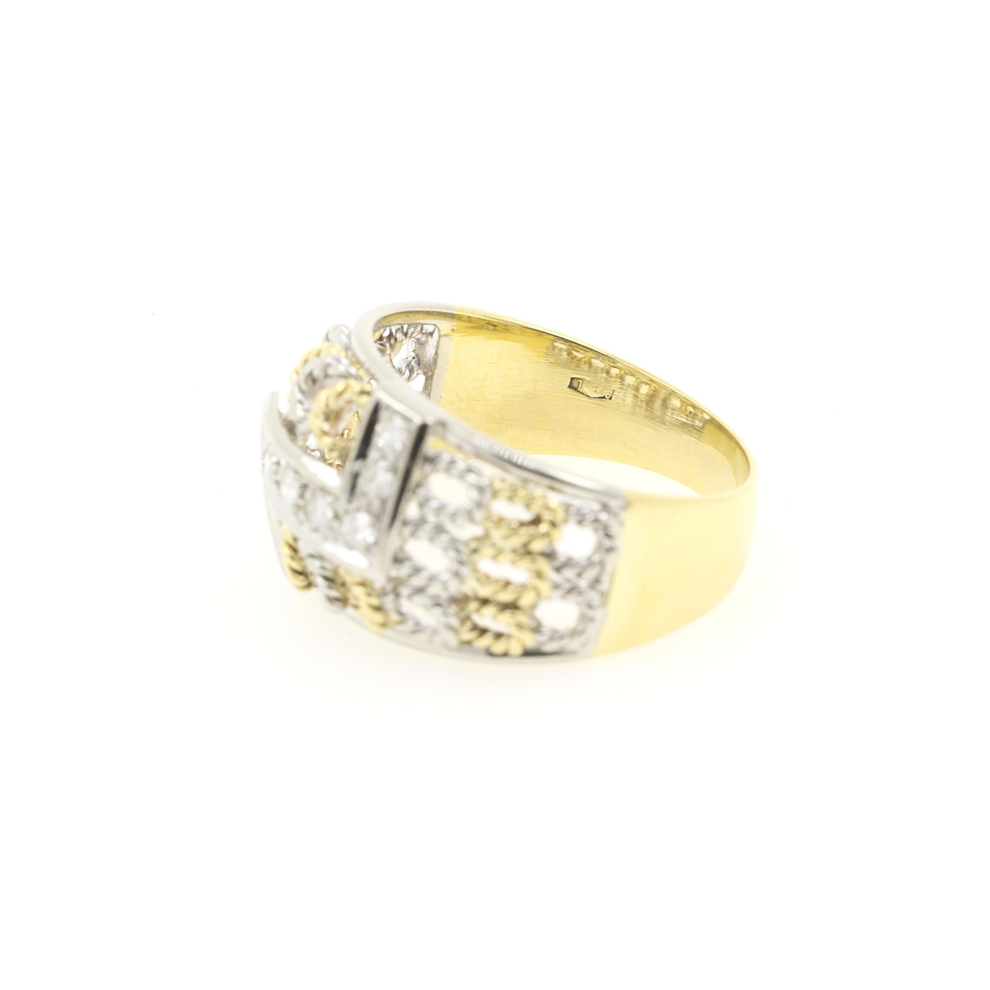 Women's 0.20 Carat Diamonds Band Ring on 18 Karat Yellow and White Gold