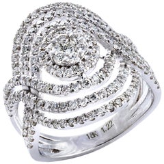 Diamond Cocktail Ring Set in 18 Karat White Gold 'VS/G Diamonds'