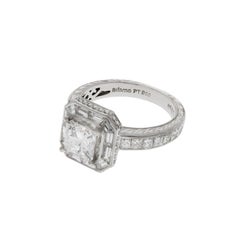 Diamond Platinum Cocktail Ring with Princess and Baguette Cut Diamonds